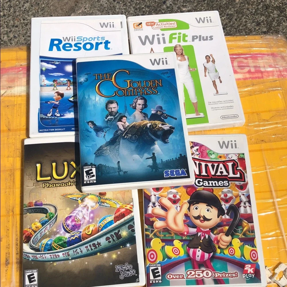 Lots of 5 WII Carnival Games & Wii Game Bundle - Colorful Covers (Multicolor)